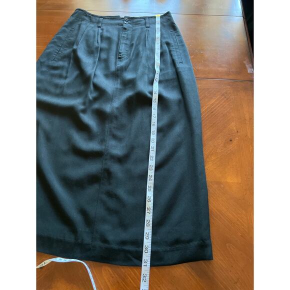 Liz Sport by Liz Claiborne Vintage Black Midi Skirt size 10 Pleated Front 90's - Picture 6 of 10